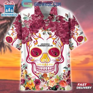 Arizona Cardinals Skull Flower Hawaiian Shirt Gifts For Fan