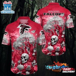 Atlanta Falcons Halloween Skull Pumpkin Hawaiian Shirt