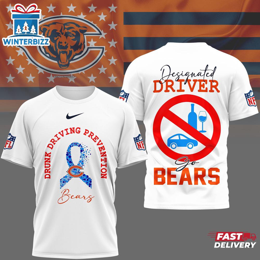 Chicago Bears NFL Safe Driving Awareness 3D T-Shirt Chicago Bears NFL Safe Driving Awareness 3D T-Shirt