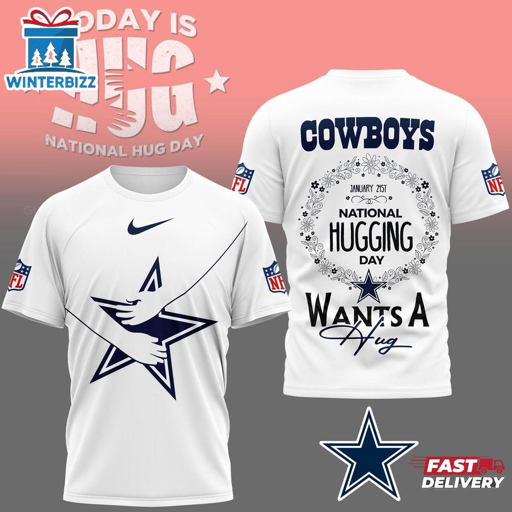 Dallas Cowboys NFL National Hugging Day 3D T-Shirt Dallas Cowboys NFL National Hugging Day 3D T-Shirt