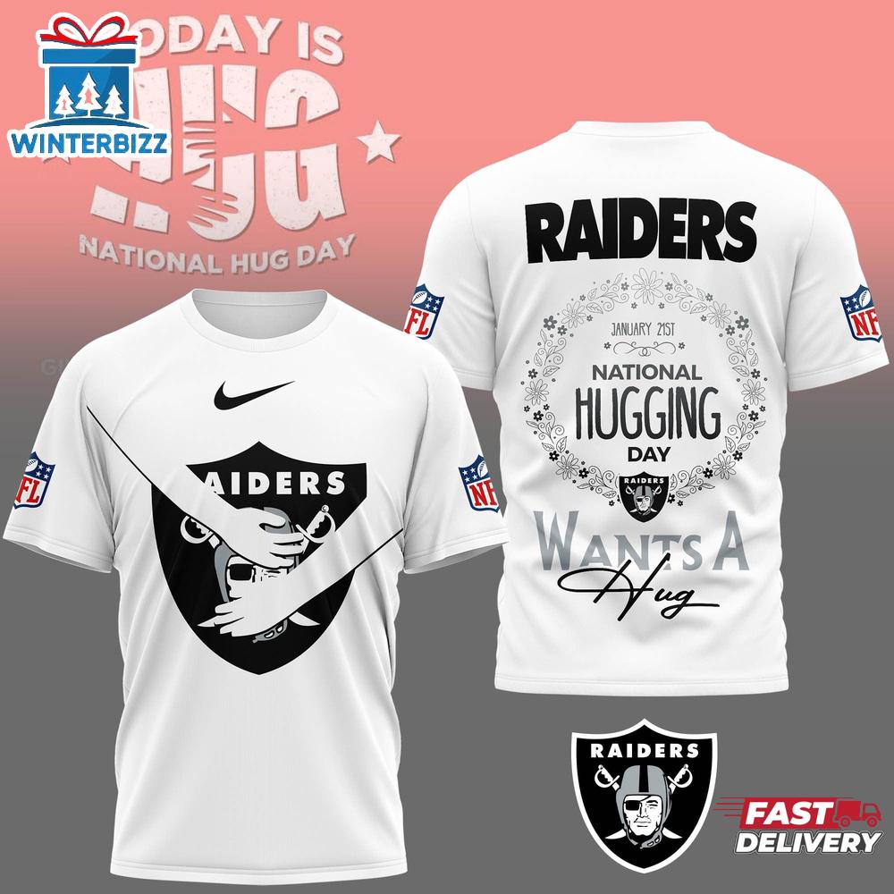 Las Vegas Raiders NFL National Hugging Day 3D T-Shirt Las Vegas Raiders NFL National Hugging Day 3D T-Shirt