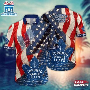 Toronto Maple Leafs American Flag Summer Hawaiian Shirt