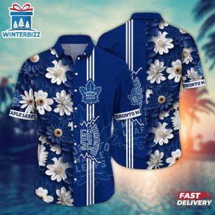 Toronto Maple Leafs Floral Stripes Summer Hawaiian Shirt