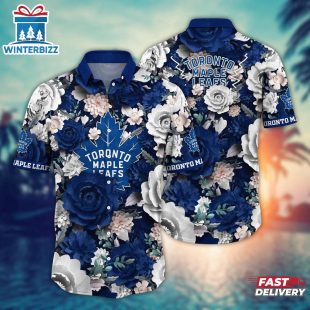 Toronto Maple Leafs Midnight Blooms Summer Hawaiian Shirt