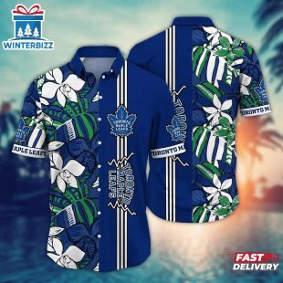 Toronto Maple Leafs Tropical Stripes Summer Hawaiian Shirt