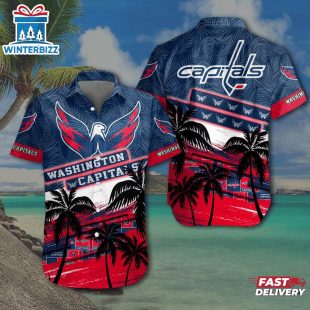 Washington Capitals Palm Sunset Summer Hawaiian Shirt