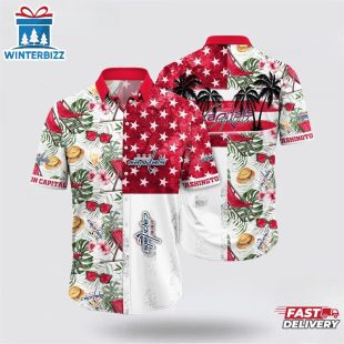 Washington Capitals Tropical Star Patchwork Summer Hawaiian Shirt