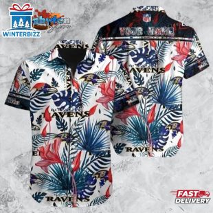 Baltimore Ravens Hawaiian Shirt NFL Football 3D Print Custom Name Aloha Hawaiian Shirt For Mens Womens