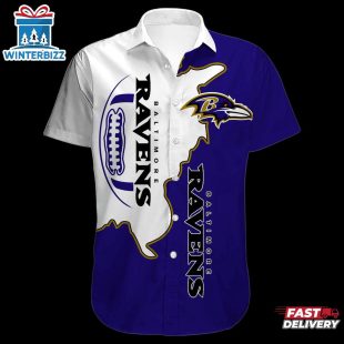 BALTIMORE RAVENS NFL HAWAIIAN BUTTON SHIRT