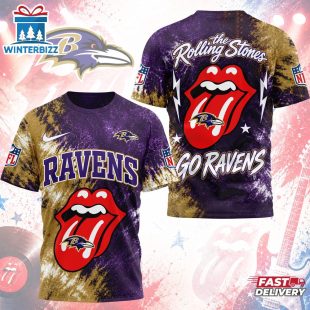 Baltimore Ravens NFL The Rolling Stones 3D T-Shirt For Fans