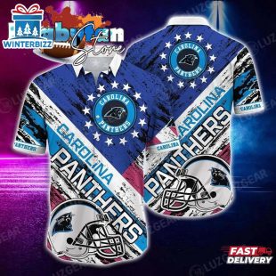 Carolina Panthers Nfl Hawaiian Shirt Graphic American Flag 3D Printed Short Shirt Best Gift For Fans