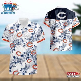 Chicago Bears NFL Floral White Background Hawaiian Shirt