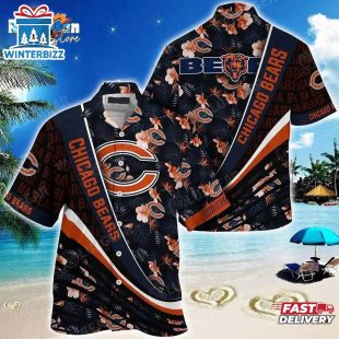 Chicago Bears Nfl Football With Tropical Flower Pattern Hawaiian Shirt For Fans