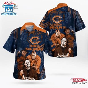 Chicago Bears NFL Halloween Horror Art Hawaiian Shirt
