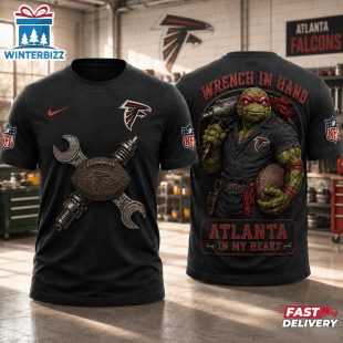 Atlanta Falcons NFL Teenage Mutant Ninja Turtles Mechanic Auto Tech 3D T-Shirt