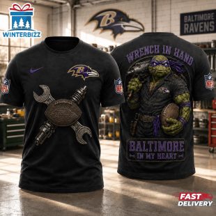 Baltimore Ravens NFL Teenage Mutant Ninja Turtles Mechanic Auto Tech 3D T-Shirt