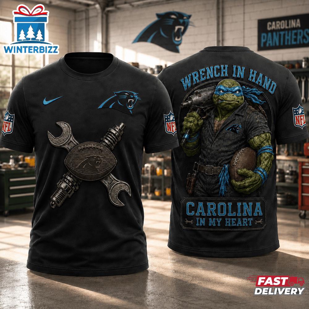 Carolina Panthers NFL Teenage Mutant Ninja Turtles Mechanic Auto Tech 3D T-Shirt Carolina Panthers NFL Teenage Mutant Ninja Turtles Mechanic Auto Tech 3D T-Shirt