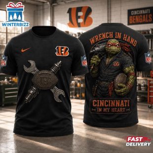 Cincinnati Bengals NFL Teenage Mutant Ninja Turtles Mechanic Auto Tech 3D T-Shirt