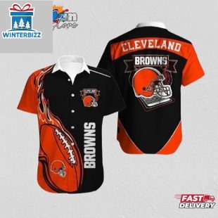 Cleveland Browns Flame Blitz Hawaiian Shirt Cleveland Browns Aloha Shirt