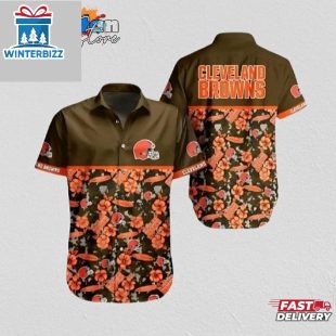Cleveland Browns Floral Blitz Hawaiian Shirt Cleveland Browns Aloha Shirt
