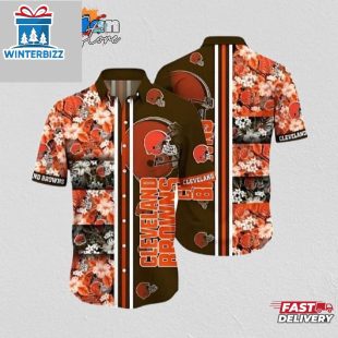 Cleveland Browns Floral Grid Hawaiian Shirt Cleveland Browns Aloha Shirt