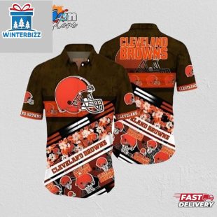 Cleveland Browns Floral Stripes Hawaiian Shirt Cleveland Browns Aloha Shirt