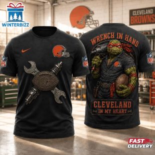 Cleveland Browns NFL Teenage Mutant Ninja Turtles Mechanic Auto Tech 3D T-Shirt