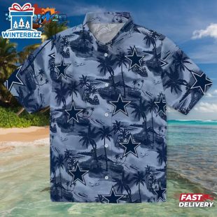 Dallas Cowboys Coastal Palms Blue Hawaiian Shirt