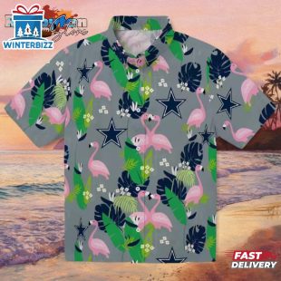 Dallas Cowboys Flamingo Foliage Blue Green Hawaiian Shirt