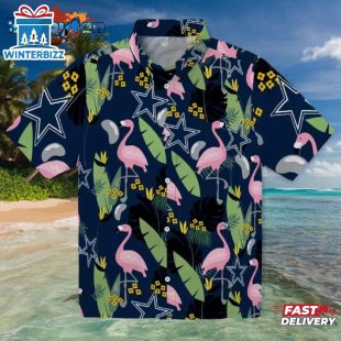 Dallas Cowboys Flamingo Leaves Blue Hawaiian Shirt