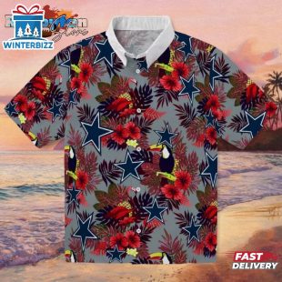 Dallas Cowboys Floral Toucan Blue Red Hawaiian Shirt