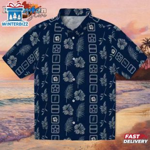 Dallas Cowboys Framed Floral Blue Hawaiian Shirt