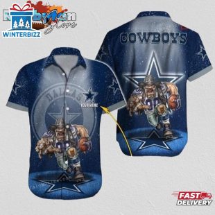 Dallas Cowboys Hawaiian Shirt NFL Football 3D Print Custom Name Cheap Button Up Hawaiian Shirt
