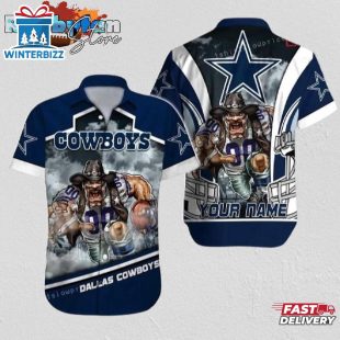 Dallas Cowboys Hawaiian Shirt NFL Football Custom Name Button Up Hawaiian Shirt