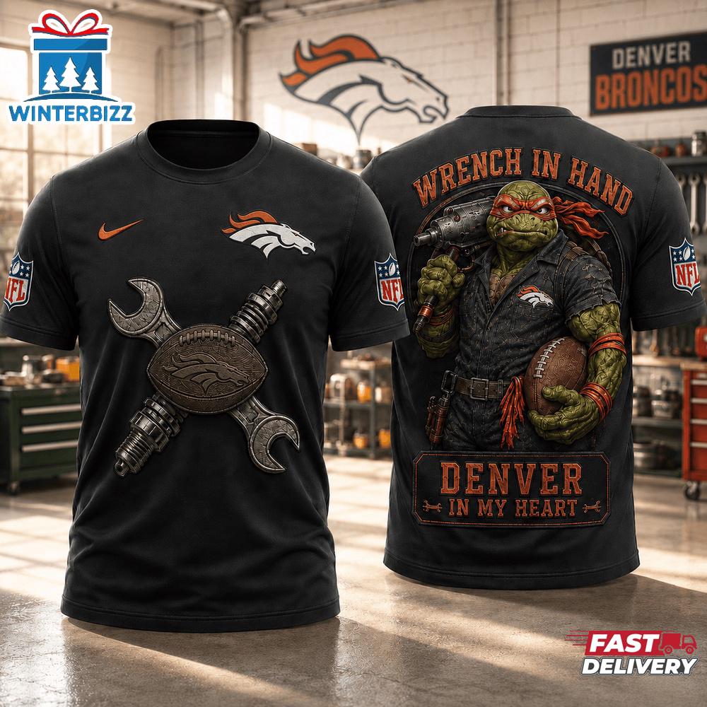 Denver Broncos NFL Teenage Mutant Ninja Turtles Mechanic Auto Tech 3D T-Shirt Denver Broncos NFL Teenage Mutant Ninja Turtles Mechanic Auto Tech 3D T-Shirt