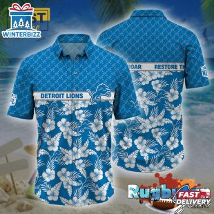 Detroit Lions NFL Palm Leaves Hawaiian Shirt