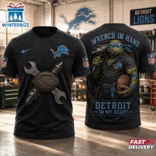 Detroit Lions NFL Teenage Mutant Ninja Turtles Mechanic Auto Tech 3D T-Shirt