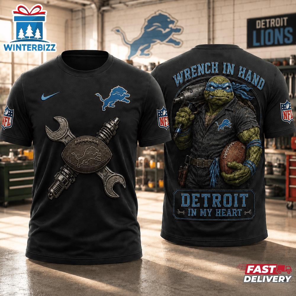 Detroit Lions NFL Teenage Mutant Ninja Turtles Mechanic Auto Tech 3D T-Shirt Detroit Lions NFL Teenage Mutant Ninja Turtles Mechanic Auto Tech 3D T-Shirt
