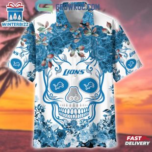 Detroit Lions Skull Flower Hawaiian Shirt