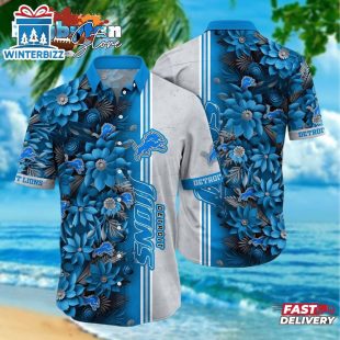 Detroit Lions Summer Hawaiian Shirt – Floral Beach Shirt for NFL Fans