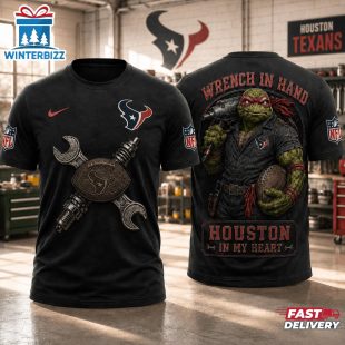 Houston Texans NFL Teenage Mutant Ninja Turtles Mechanic Auto Tech 3D T-Shirt