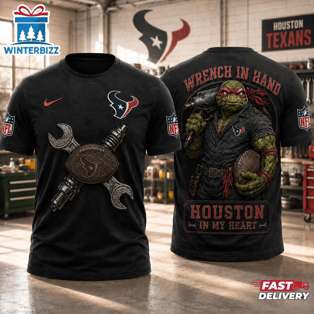 Houston Texans NFL Teenage Mutant Ninja Turtles Mechanic Auto Tech 3D T-Shirt Houston Texans NFL Teenage Mutant Ninja Turtles Mechanic Auto Tech 3D T-Shirt