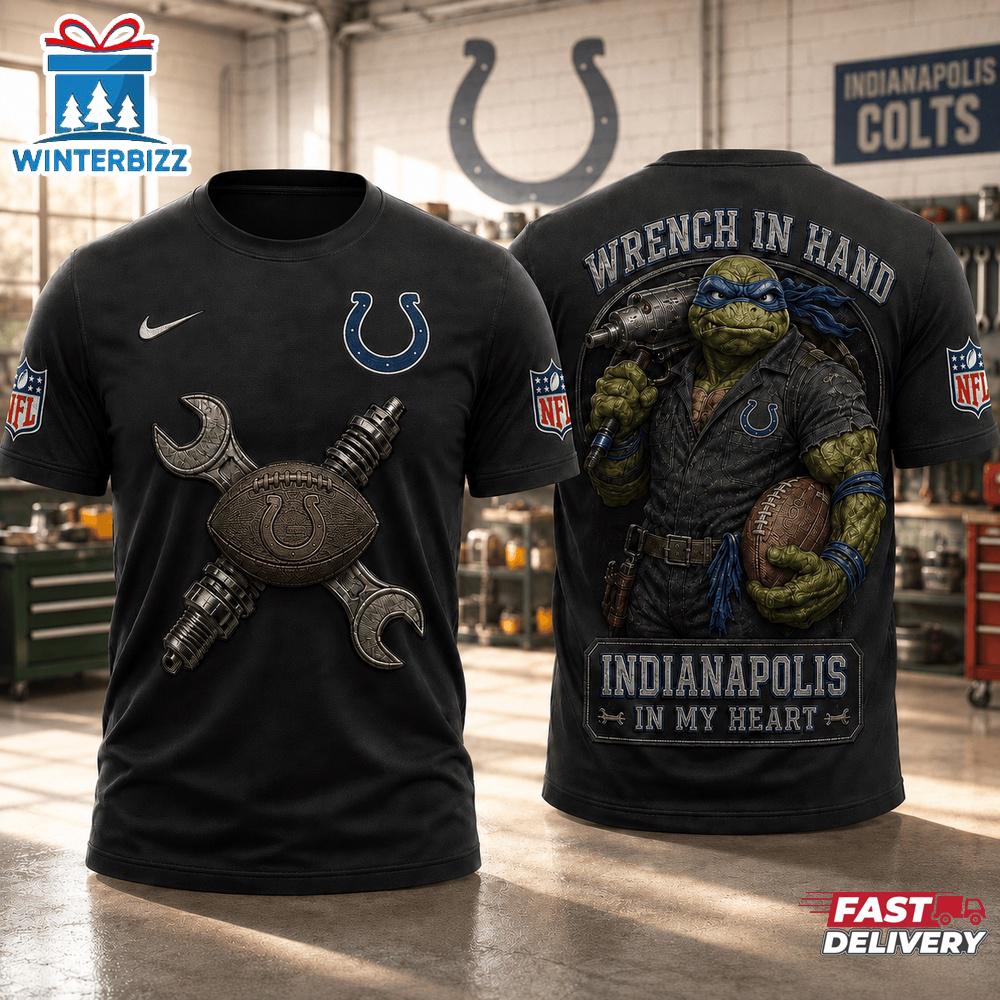 Indianapolis Colts NFL Teenage Mutant Ninja Turtles Mechanic Auto Tech 3D T-Shirt Indianapolis Colts NFL Teenage Mutant Ninja Turtles Mechanic Auto Tech 3D T-Shirt