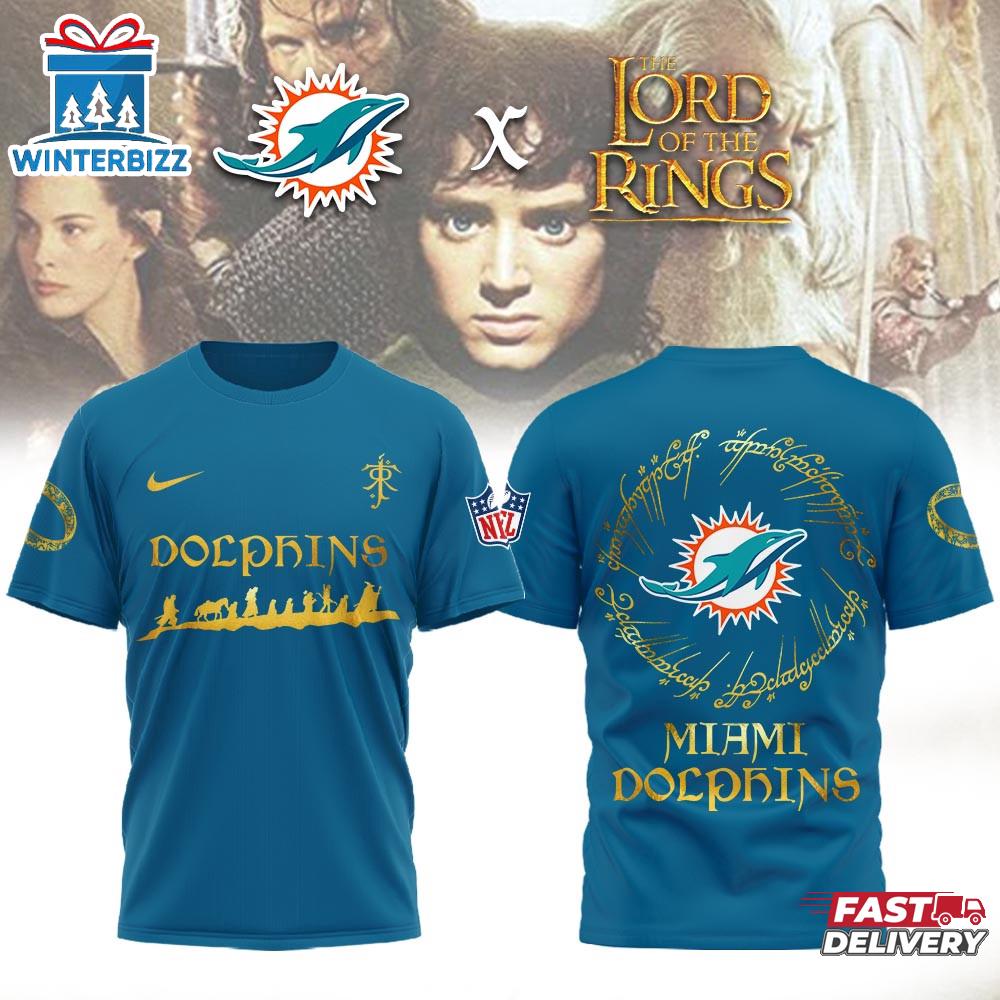 Miami Dolphins NFL Lord of the Rings 3D T-Shirt Miami Dolphins NFL Lord of the Rings 3D T-Shirt