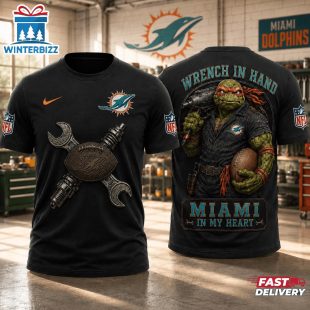 Miami Dolphins NFL Teenage Mutant Ninja Turtles Mechanic Auto Tech 3D T-Shirt