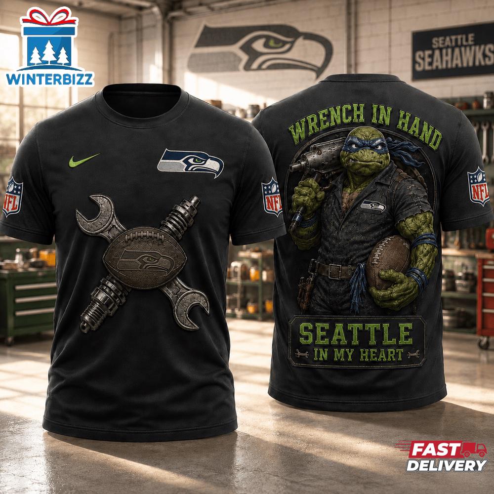 Seattle Seahawks NFL Teenage Mutant Ninja Turtles Mechanic Auto Tech 3D T-Shirt Seattle Seahawks NFL Teenage Mutant Ninja Turtles Mechanic Auto Tech 3D T-Shirt