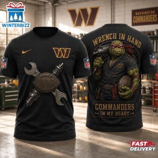 Washington Commanders NFL Teenage Mutant Ninja Turtles Mechanic Auto Tech 3D T-Shirt